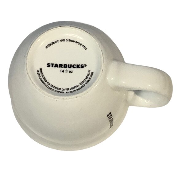 STARBUCKS Coffee Cup Large White  Mug 14 Oz. 2015 Iconic Green Mermaid Siren Log - Picture 4 of 5
